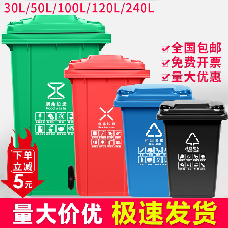 Large Trash Can, Large Capacity, Commercial, Foot Pedal, Outdoor, Community Sanitation, Property Management, Kitchen, Outdoor, Blue