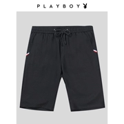 Playboy quần short nam mùa hè mỏng phần quần thoáng khí màu đen lỏng rộng kích thước lớn năm quần nam - Quần short