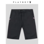 Playboy quần short nam mùa hè mỏng phần quần thoáng khí màu đen lỏng rộng kích thước lớn năm quần nam - Quần short quần áo thời trang
