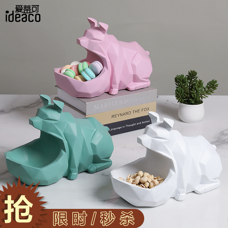 Morandi Nordic folding paper pig mobile phone remote control storage ornaments Creative living room coffee table snack plate dried fruit plate