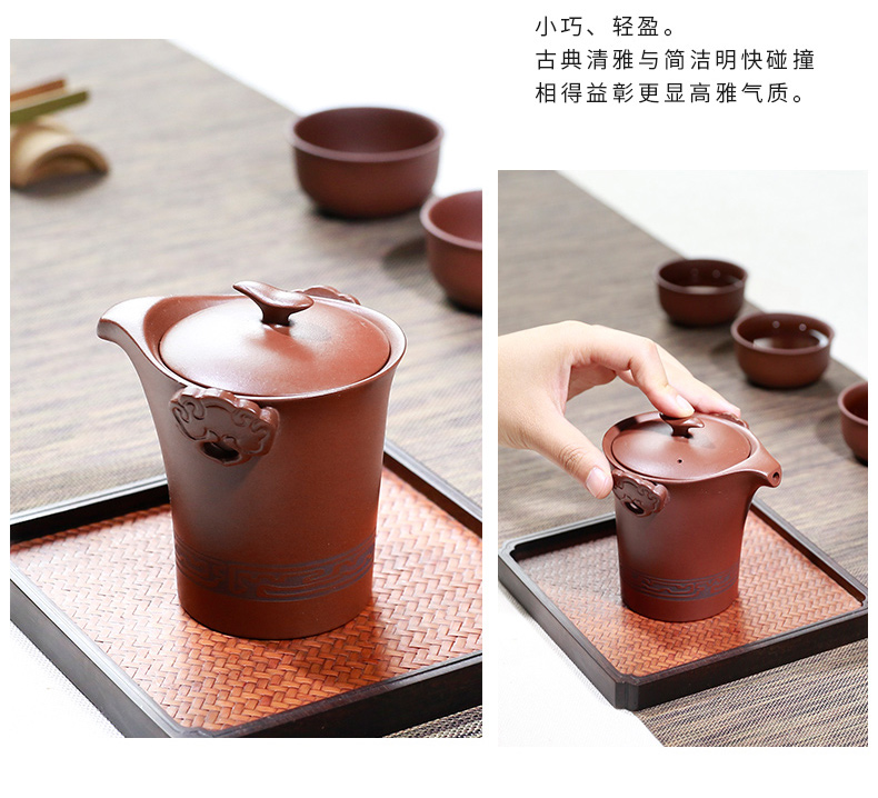 Violet arenaceous crack cup three frequently hall famous kung fu tea set suit portable by hand a pot of three cups ST1011