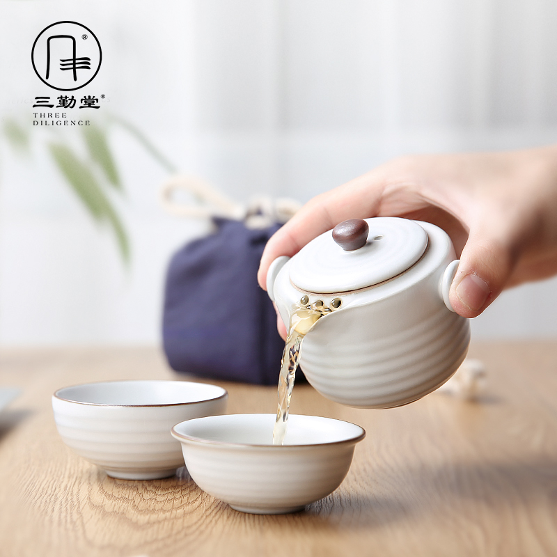 Three frequently hall your up crack cup a pot of two cup was suit jingdezhen ceramic tea set TZS079 portable travel