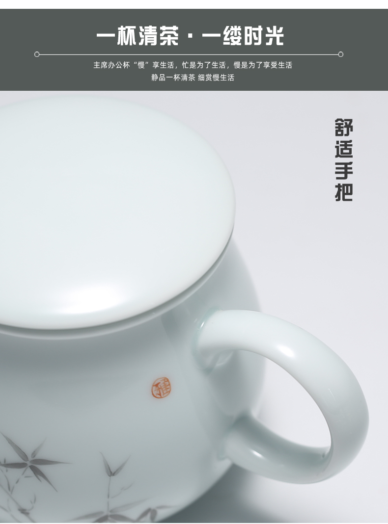 Three frequently hall jingdezhen ceramic cups with cover filter personal keller cups office separation tea cups