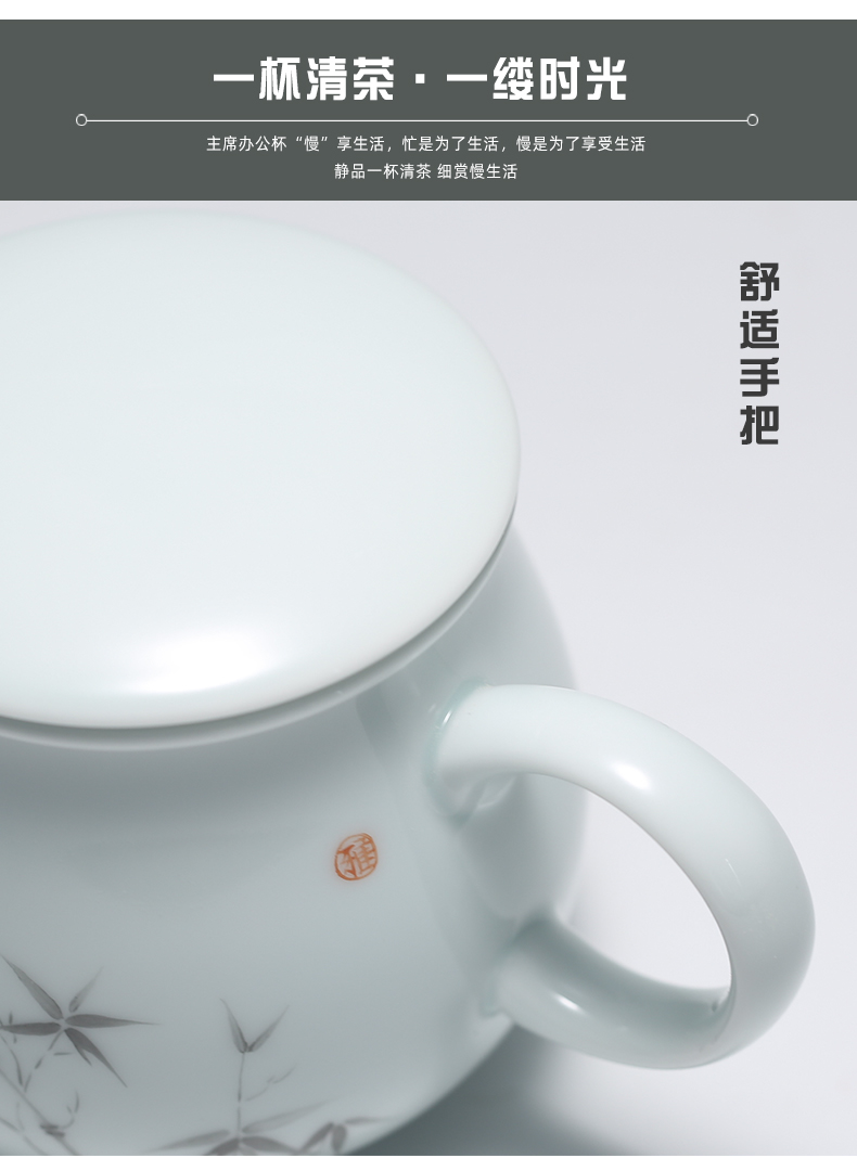 Three frequently hall jingdezhen ceramic cups with cover filter personal keller cups office separation tea cups