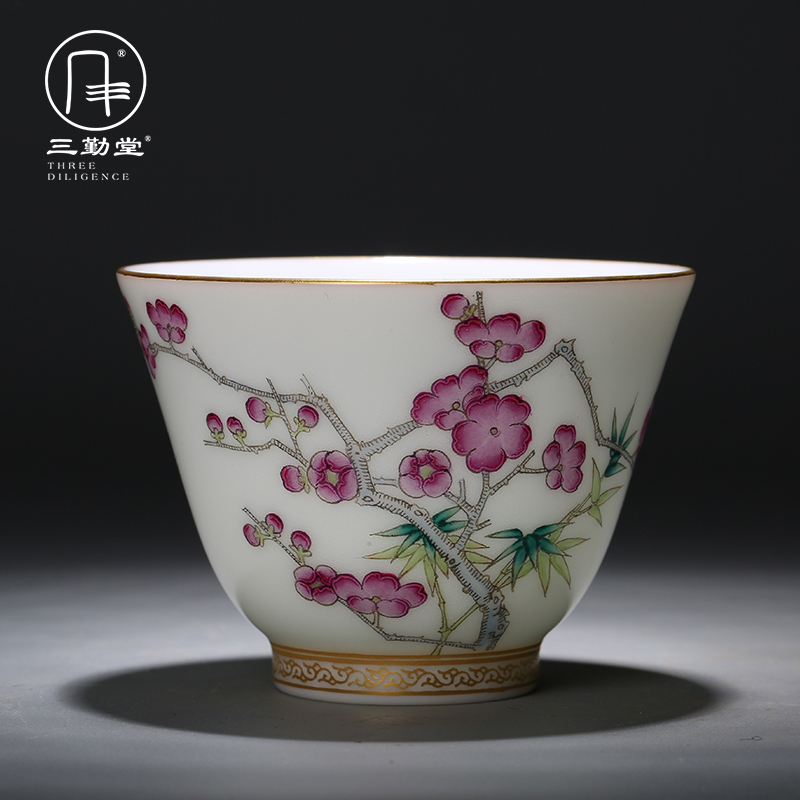 The three regular pastel master cup single CPU jingdezhen ceramic cups sample tea cup cup TZS288 fuels The kung fu by hand