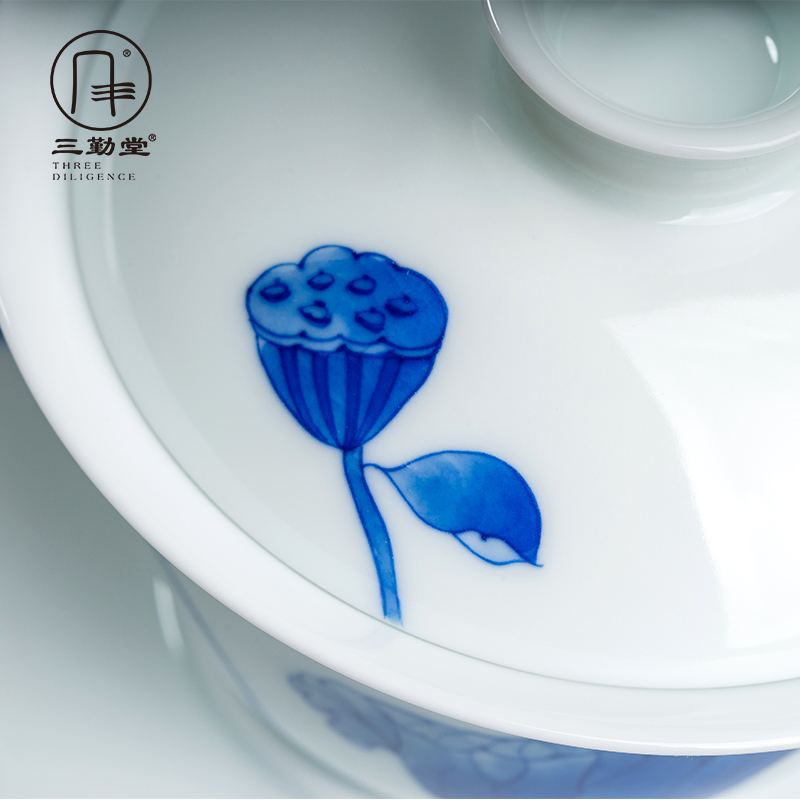 Three frequently hall tureen jingdezhen ceramic cups kung fu tea set hand - made oi - Lin large tea, only Three cups