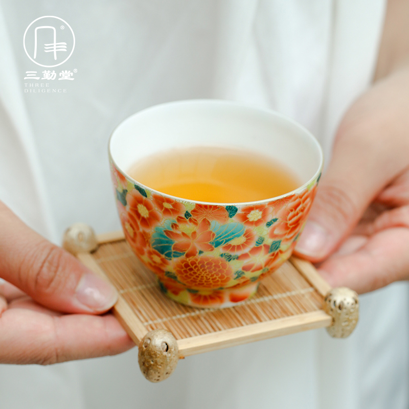 Three frequently CPU master cup single CPU hall jingdezhen wire inlay enamel porcelain cups a single sample tea cup kung fu tea set