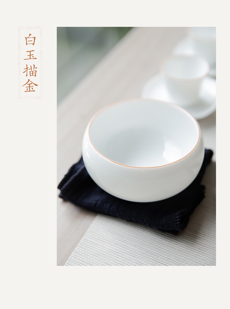 The three regular white porcelain kung fu tea sets jingdezhen ceramic cups tureen master fair keller cup three cups