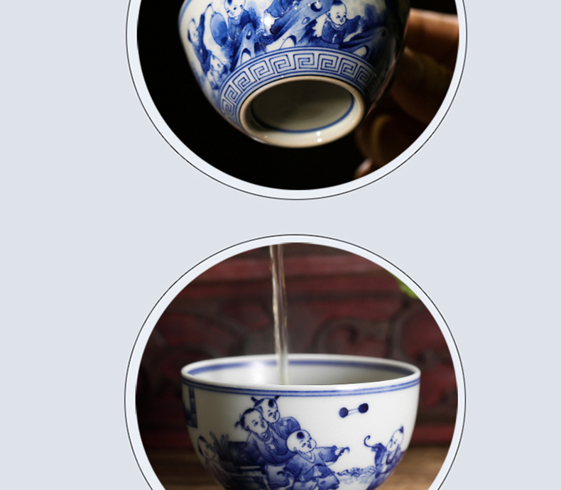 Three frequently hall jingdezhen blue and white porcelain masters cup kung fu tea cups hand - made scenery sample tea cup S43018 thin tea cup