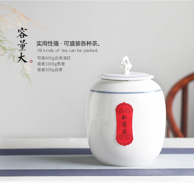 The three regular large pu 'er tea canister to jingdezhen ceramic seal storage tanks to wake S51037 POTS of tea storehouse