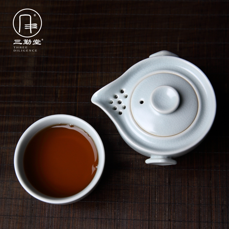 Three frequently hall your up crack cup portable travel kung fu tea set a pot of a cup of jingdezhen ceramic hand grasp pot