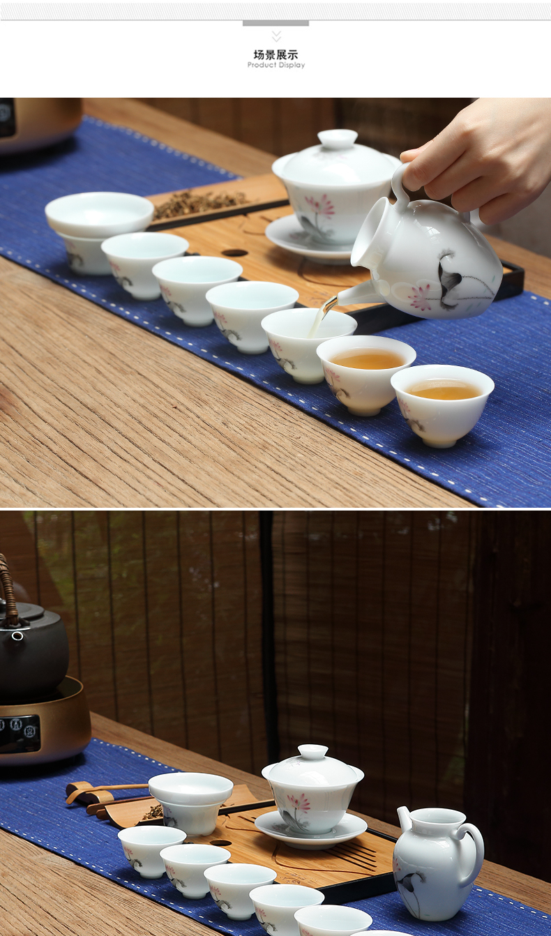 Three frequently hand - made kung fu tea set # 10 head set of jingdezhen tea cups of a complete set of tureen ST1030