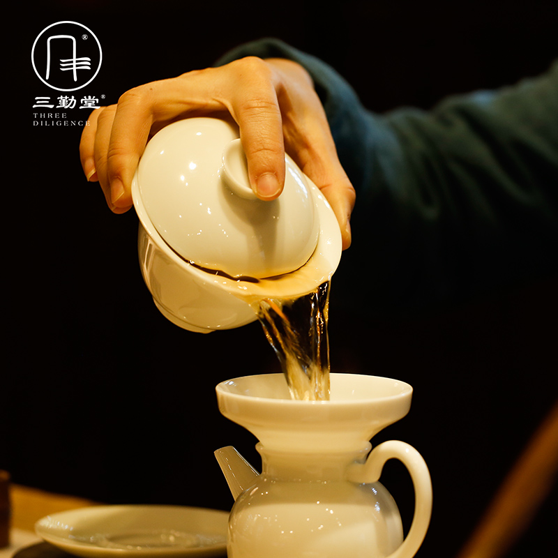 Three frequently kung fu tea set # jingdezhen ceramic tea cup lid bowl of a complete set of nine ST1015 head group