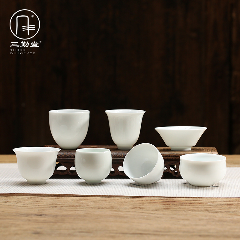 Three frequently don white porcelain cup red cup of jingdezhen ceramic sample tea cup kung fu tea set personal cup single CPU S41026