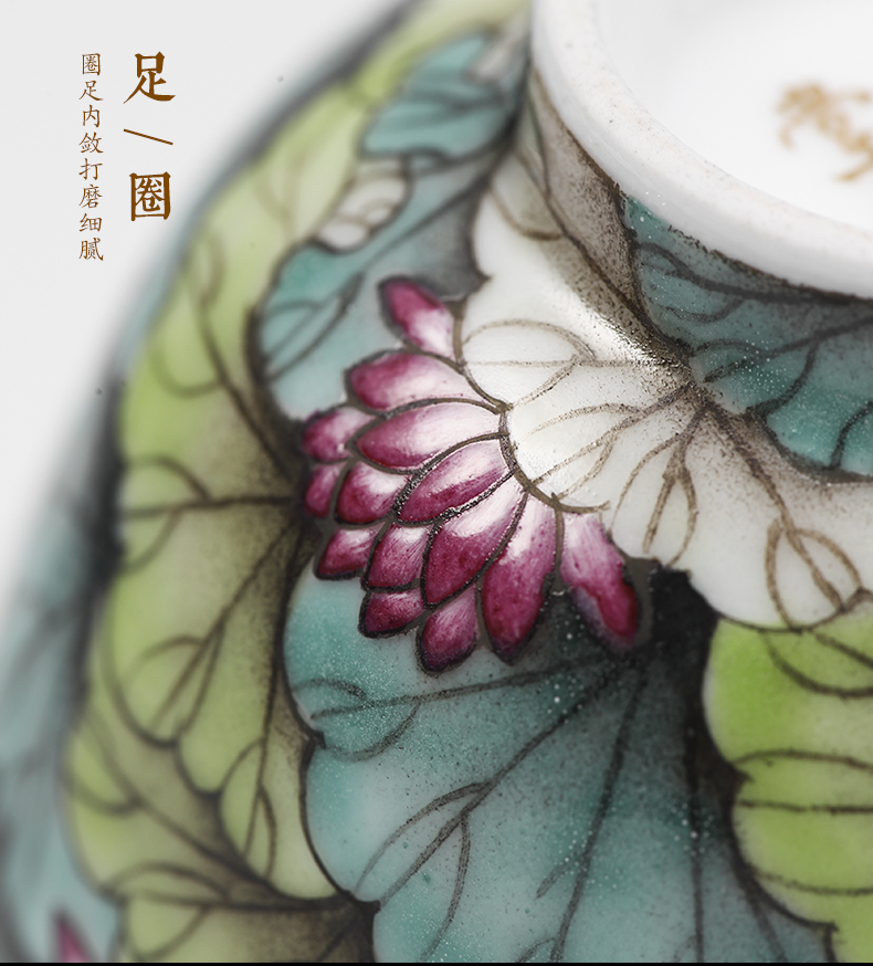 Three frequently hall master cup a single cup of jingdezhen ceramic cups kung fu tea cup S42003 pastel work full lotus