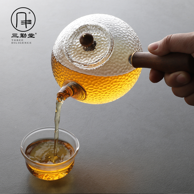 Three frequently side hall hand hammer heat - resistant glass teapot Japanese mercifully S25034 the electric TaoLu boiled tea, the teapot