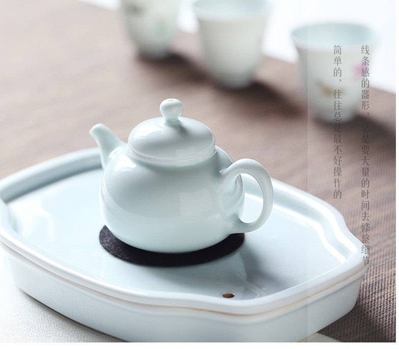 The three frequently shadow blue little teapot kung fu tea tea ware jingdezhen ceramics office home jun DE pot by hand