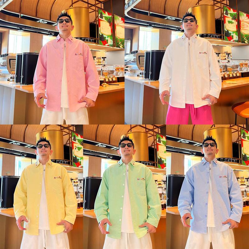Extra Large Size 150kg Dopamine Style Solid Color High-End Handsome Street Style Casual Long-Sleeve Shirt for Men and Women