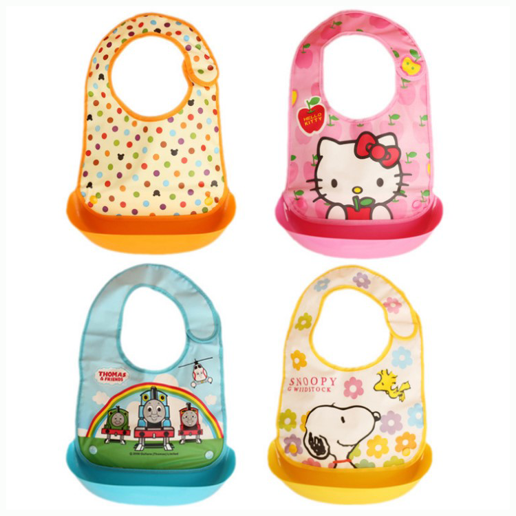 Solid waterproof children's purse baby eating round mouth newborn baby silicone rubber dined with mouth drool bib 