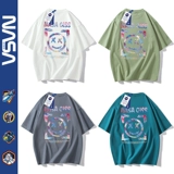 Хлопковая футболка с коротким рукавом, парная одежда для влюбленных, в американском стиле, оверсайз