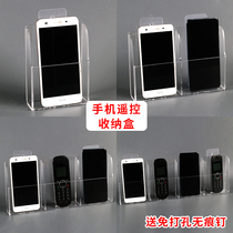 TV air-conditioning remote control containing box acrylic transparent box mobile phone charging hanging wall wall-mounted box shelve shelf