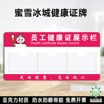 Acrylic Michelle Ice City employee health certificate bulletin board restaurant hotel food safety supervision information display frame card