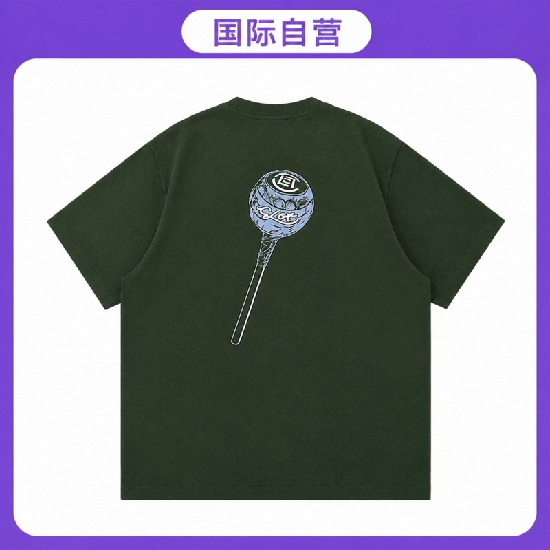 Clot Lollipop Print Short-Sleeve T-Shirt, Cool and Sun-Protective, Quick-Drying, Edison Chen's Trendy Brand Clot Lollipop Print Short-Sleeve T-Shirt, Cool and Sun-Protective, Quick-Drying, Edison Chen's Trendy Brand