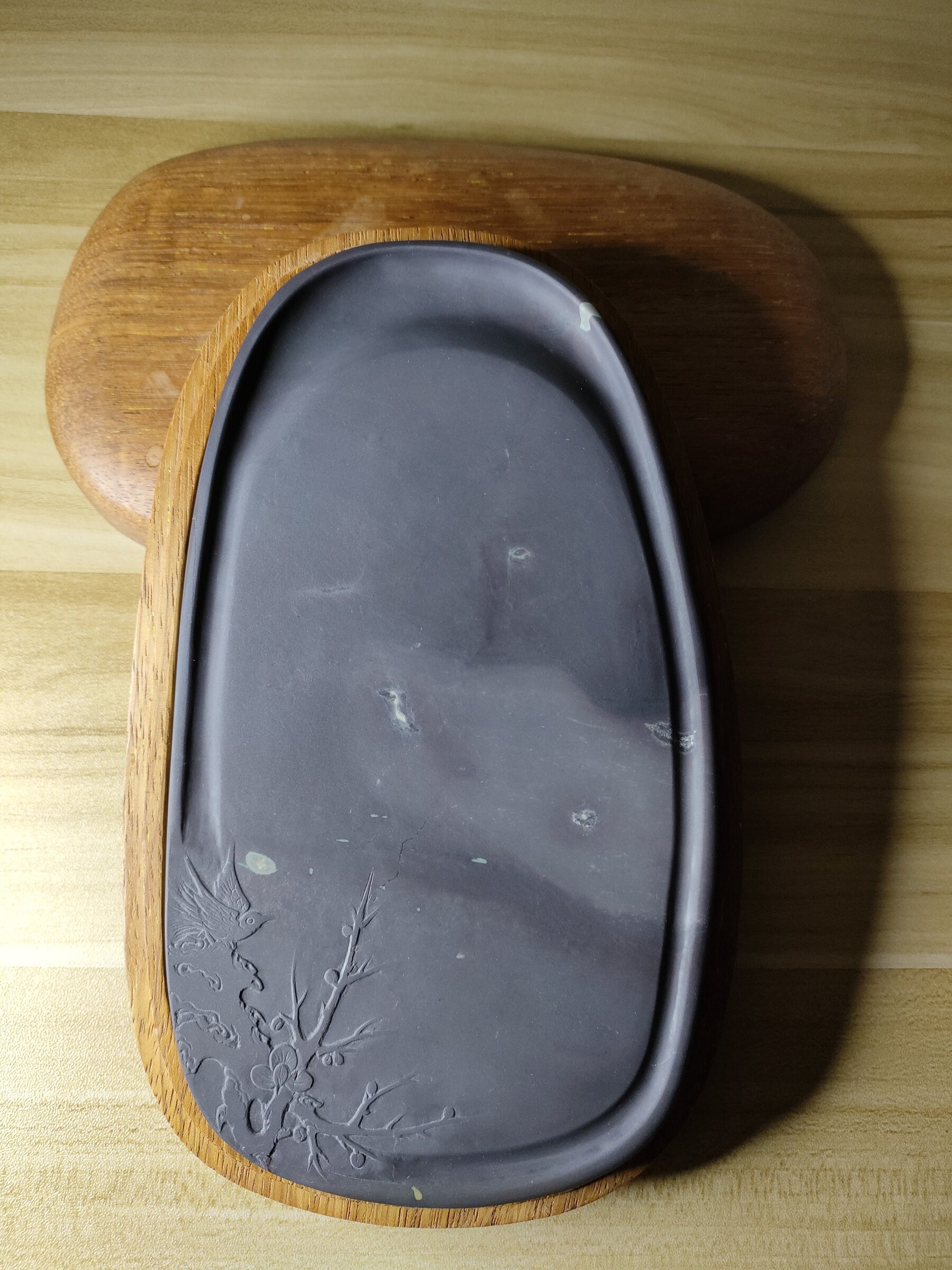 товар из китая 忠心端砚 真正三大名坑旧坑仔岩 鱼脑冻透底 天青质地 实用收藏