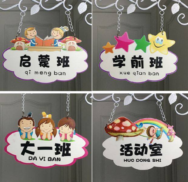 Custom kindergarten class card listing training class trust class Primary and secondary school creative classroom door number cartoon cute logo card