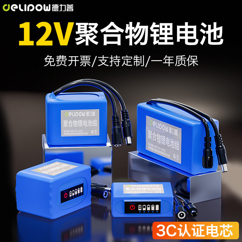 德力普12v聚合物锂电池组大容量移动电源24伏户外音响LED灯箱电瓶
