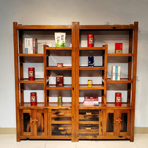 Old boat wooden old wood new Chinese style Dobagca tea display cabinet office frame severance bookshelf