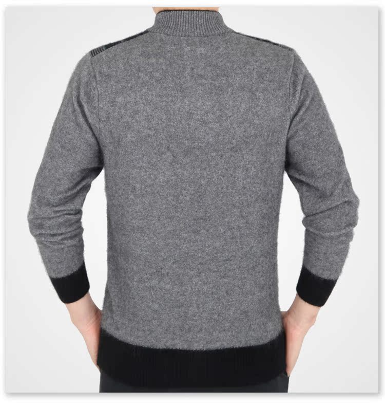 Áo len cashmere của nam giới Ordos Áo len dày mùa đông Áo len nửa cổ Trung niên Áo len áo thun dài tay nam
