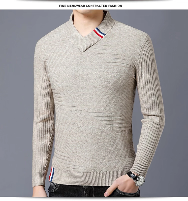 Áo len cashmere nam cổ chữ V mới chạm đáy áo Slim Erdos Áo len nam mùa đông co giãn áo len thủy triều áo sơ mi nam gucci