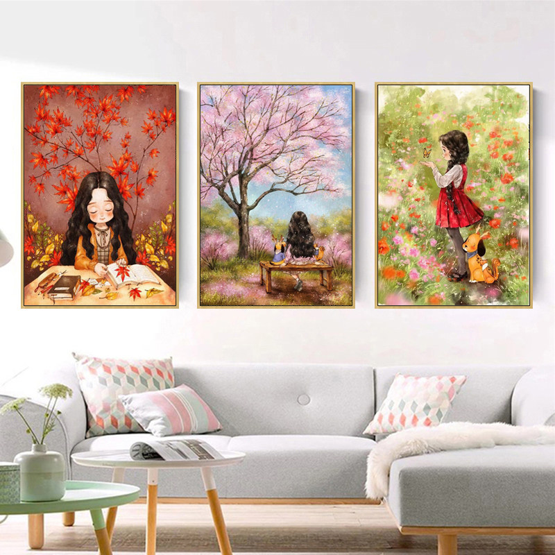 2021 new cross stitch living room simple modern cartoon small pieces bedroom girl dining room novice simple thread embroidery