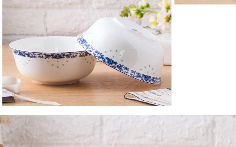 Jingdezhen ceramics ipads porcelain bowl set 6 inch rainbow such as bowl of rice bowl soup bowl glair of blue and white porcelain tableware