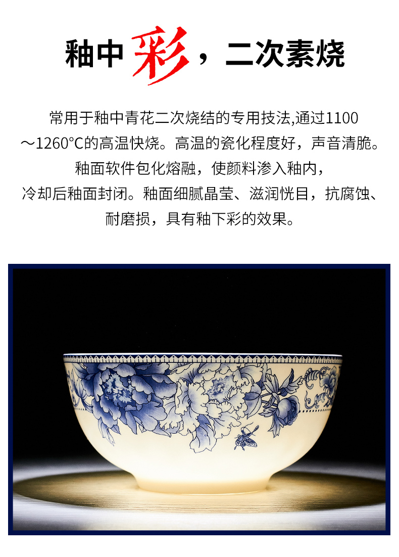 The rule of household micro defects eat bowl soup can prevent hot tall to use a single bowl of bowls of ipads plate tableware blue and white porcelain bowls