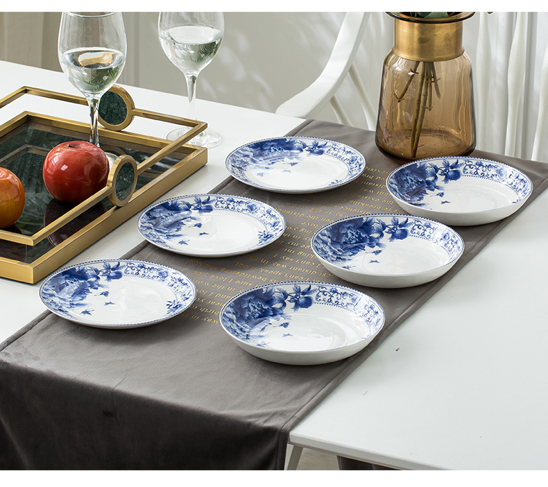 Jingdezhen blue and white porcelain plate creative ceramic dish dish dish dish tray sets 10 8 inch household portfolio
