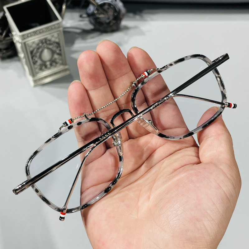 Transparent frame eye frame mirror frame male Chains wind double beam big frame hawksbill SEA COLOR BAO WEN BLUE LIGHT MYOPIA EYE FRAME FEMALE