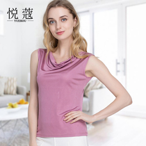 Pleaso Xias new real silk slut collar without sleeveless vest woman T-shirt mulberry silk knit sweaters undershirt womens clothing blouse