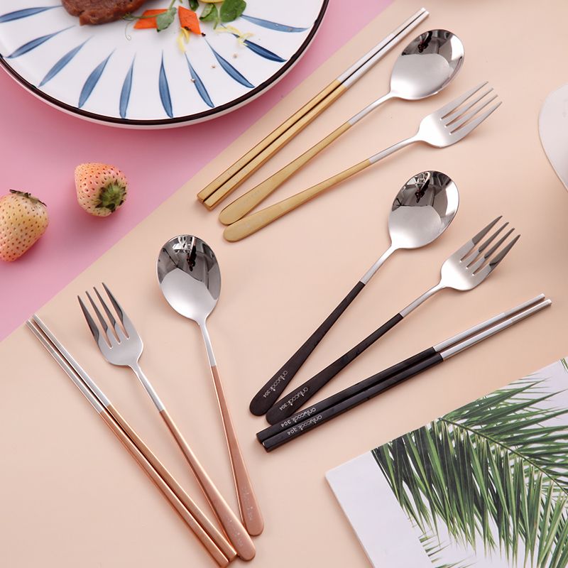 Korean onlycook portable tableware chopsticks spoons sets students travel 304 stainless steel chopsticks spoons three - piece suit