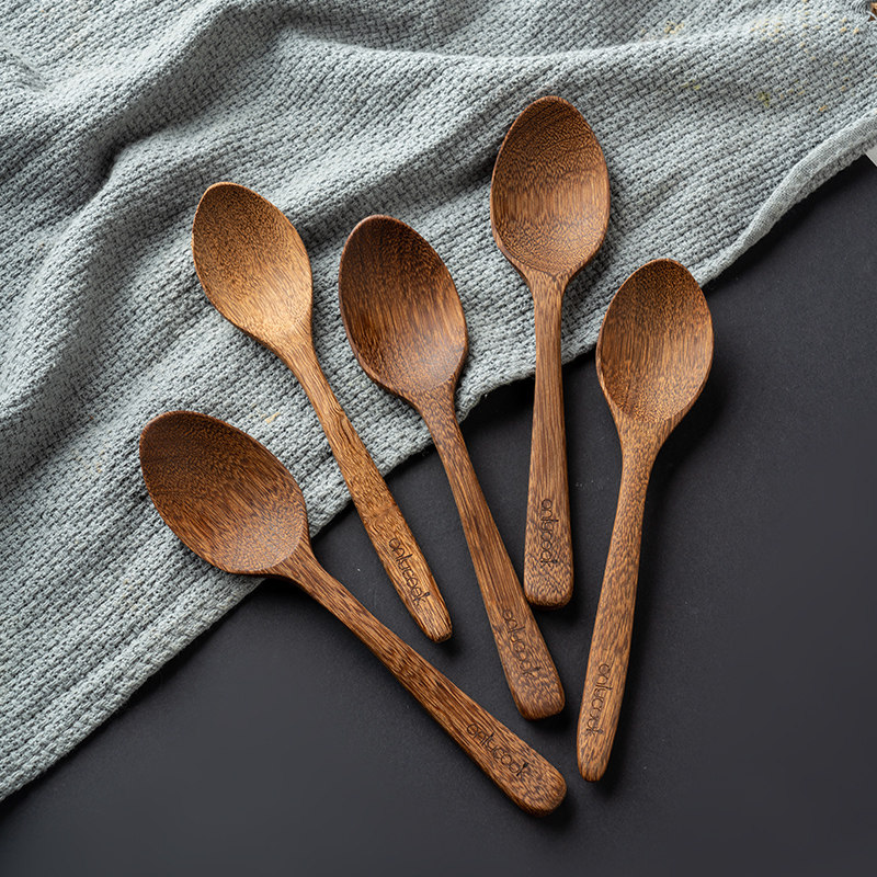 onlycook chicken wing wooden spoon long handle soup spoon Japanese wooden tableware log children's spice spoon set