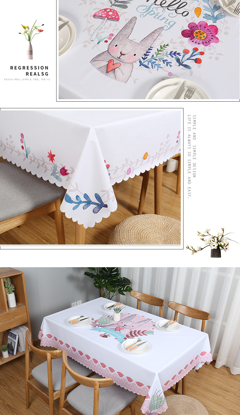 Khăn trải bàn màu đỏ in khăn trải bàn bằng vải không thấm nước chống vảy dầu chống thấm PVC dùng một lần bàn cà phê thảm mat khăn trải bàn bằng nhựa Bắc Âu - Khăn trải bàn khăn trải bàn oval