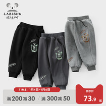 Rabbi tree childrens clothing boy pants 2021 new autumn and winter childrens knitted pants baby loose casual trousers