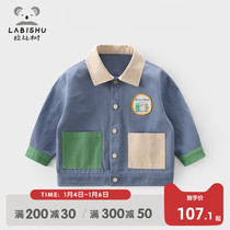 Rabbi tree boy coat 2022 spring and autumn clothes New Baby foreign style lapel overcoat childrens casual clothes
