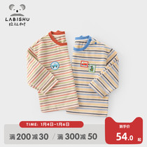 Rabbi tree childrens clothing childrens long sleeve T-shirt 2022 Spring New Baby Cotton bottomed T-shirt boy striped shirt