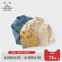 Rabbi tree childrens clothing boys shirt autumn and winter New Baby corduroy thick shirt children plus velvet warm top