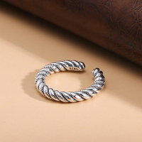S925 sterling silver personalized twist ring for men and women, retro old trendy jewelry, female niche fashion accessories ring