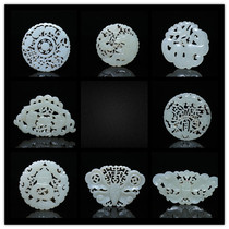 Ming and Qing antique old jade Ancient jade Hetian jade carved hollow jade pendant Old jade accessories