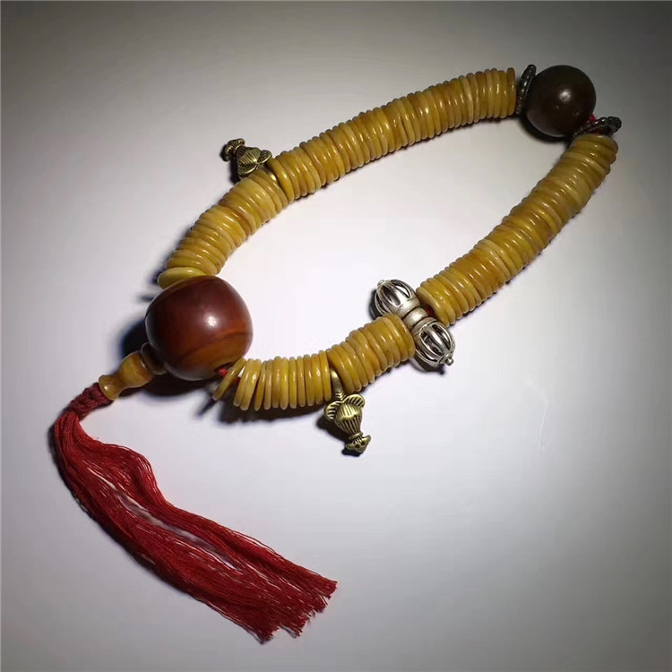 Ancient play miscellaneous antique jade ware collection of old spiritualbones 108 Buddhas holding hands in hand to string the Buddha pearl prayer beads