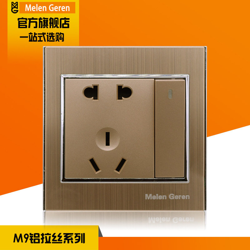 Melan Riland concealed switch socket 86 type brushed gold one open five holes two three plug single control five holes with switch